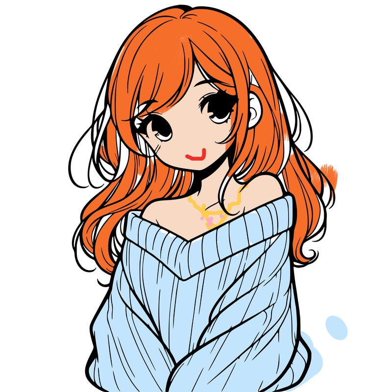 shy pretty girl wearing a sweater that is falling off one shoulder portrait