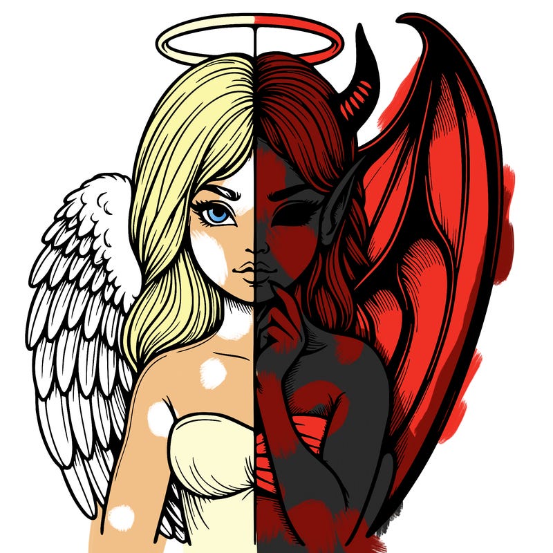 realistic angel half demon