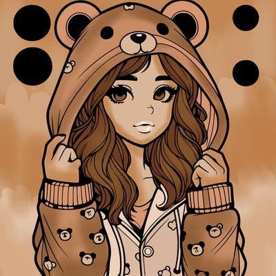 realistic girl in a animal pjs hoodie