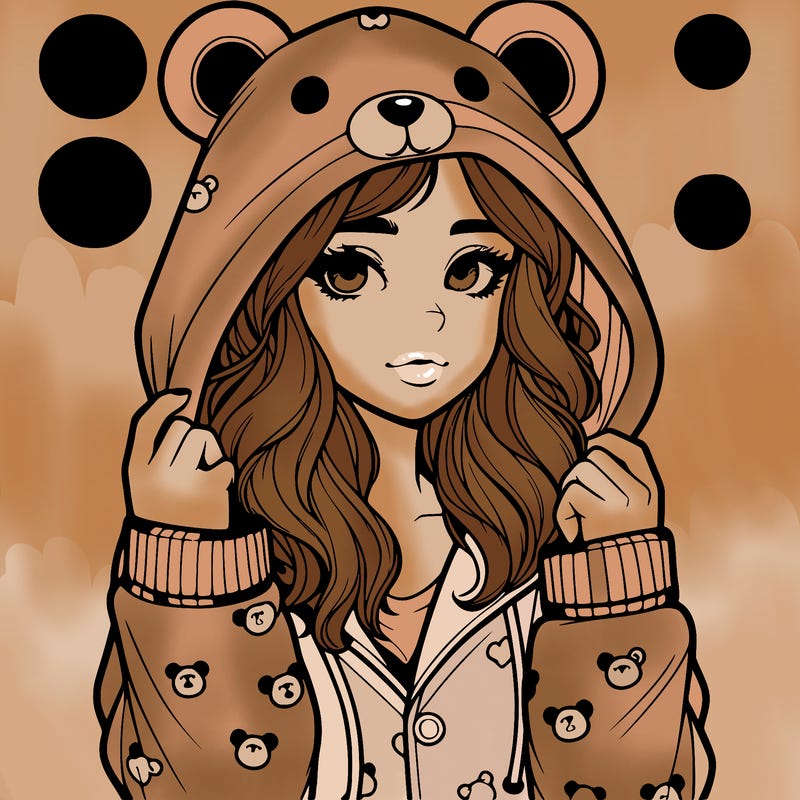 realistic girl in a animal pjs hoodie