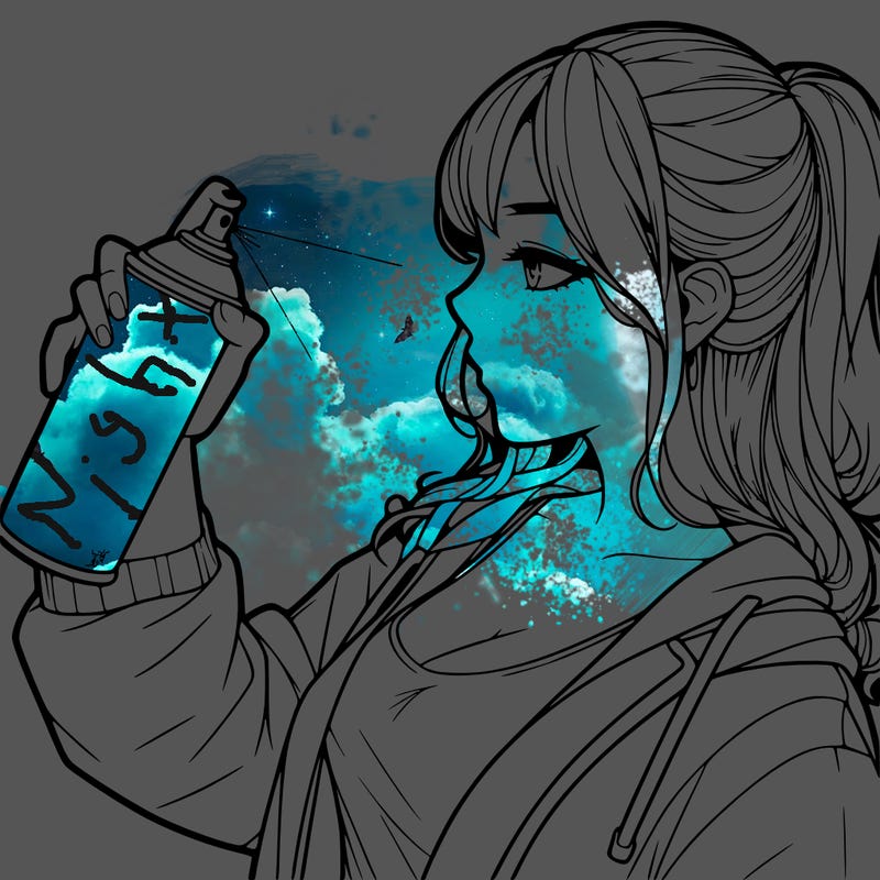 a realistic girl spray, painting