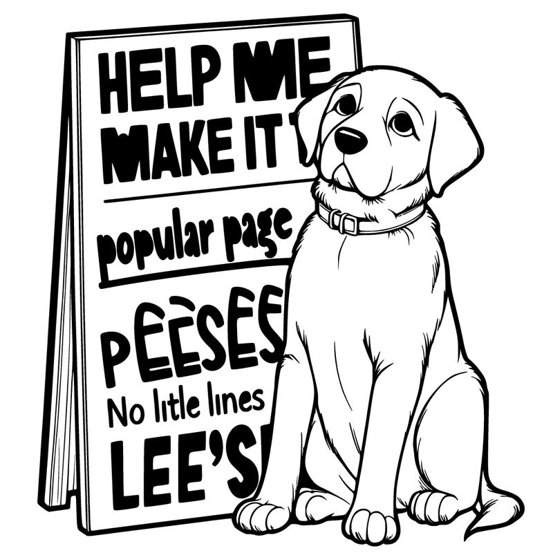realistic dog sitting next to sign that says help me make it to the popular page pleeeeeaaassseee