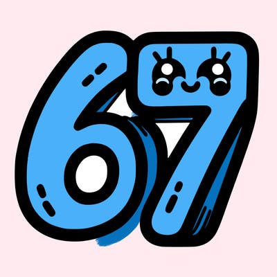 the numbers 67