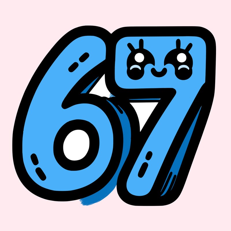 the numbers 67