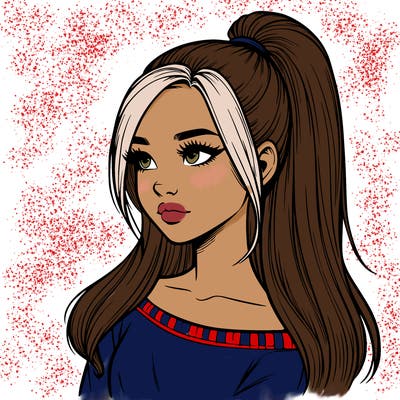 realistic girl with a high ponytail