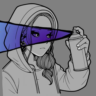 a realistic girl, spray painting