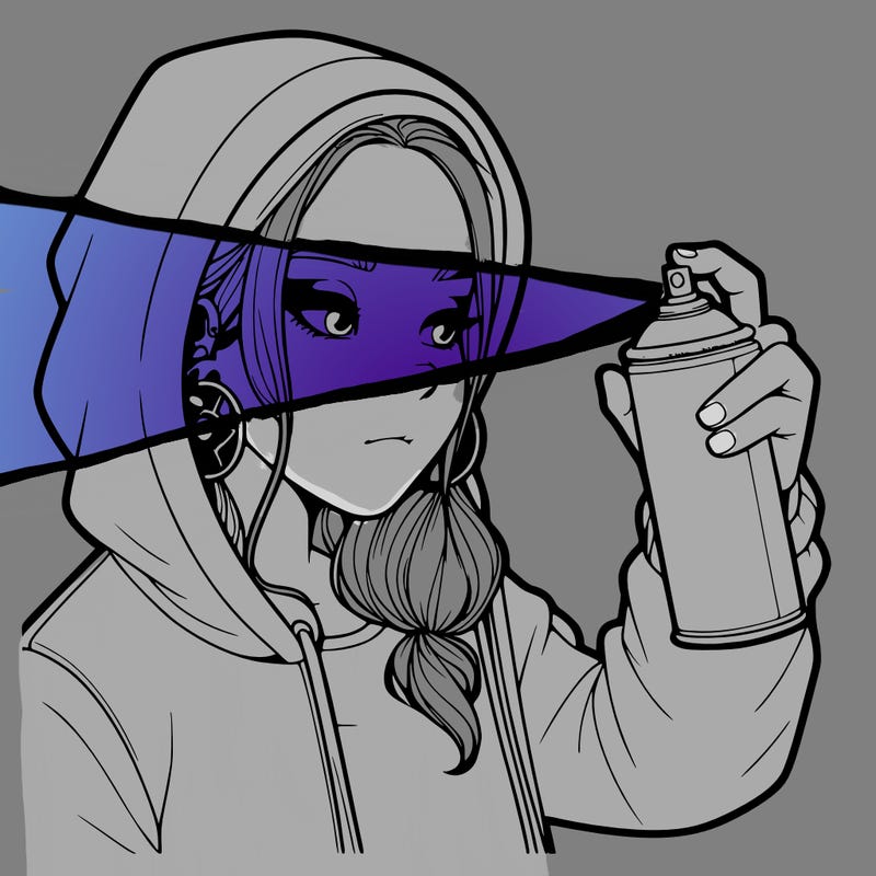 a realistic girl, spray painting