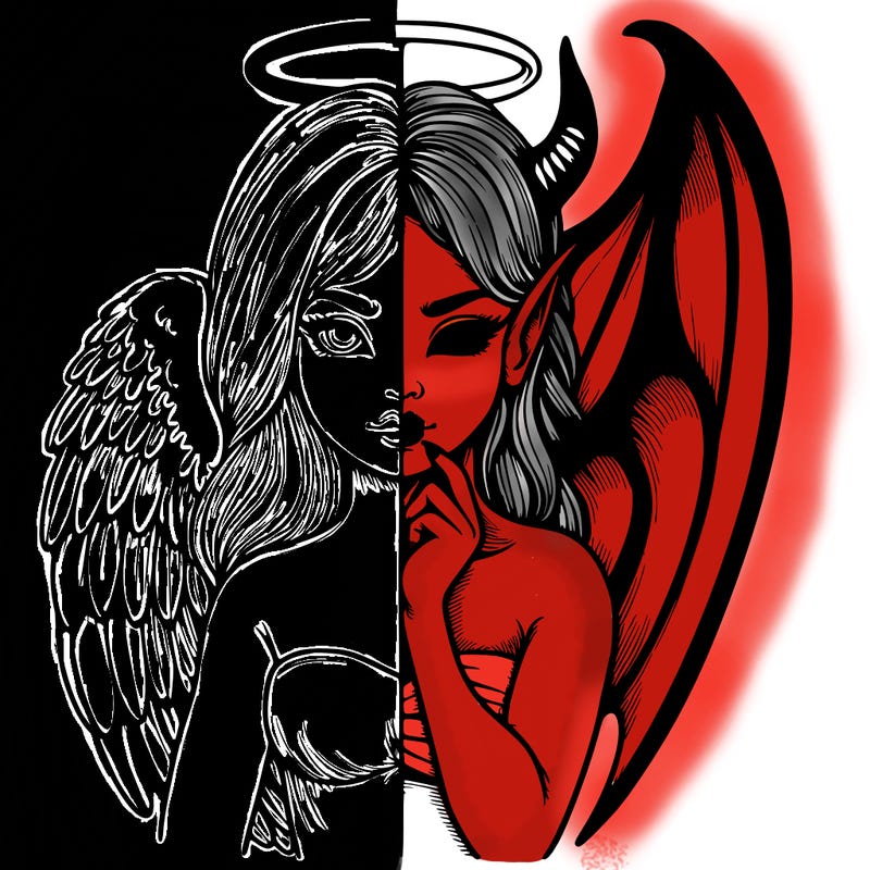 realistic angel half demon