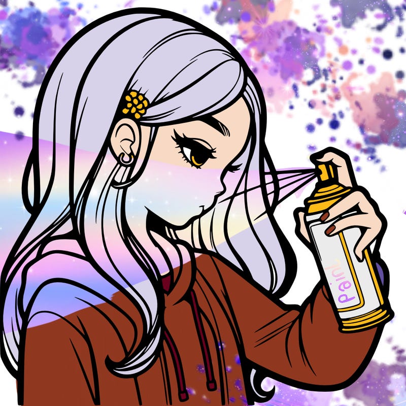 a realistic girl spray painting