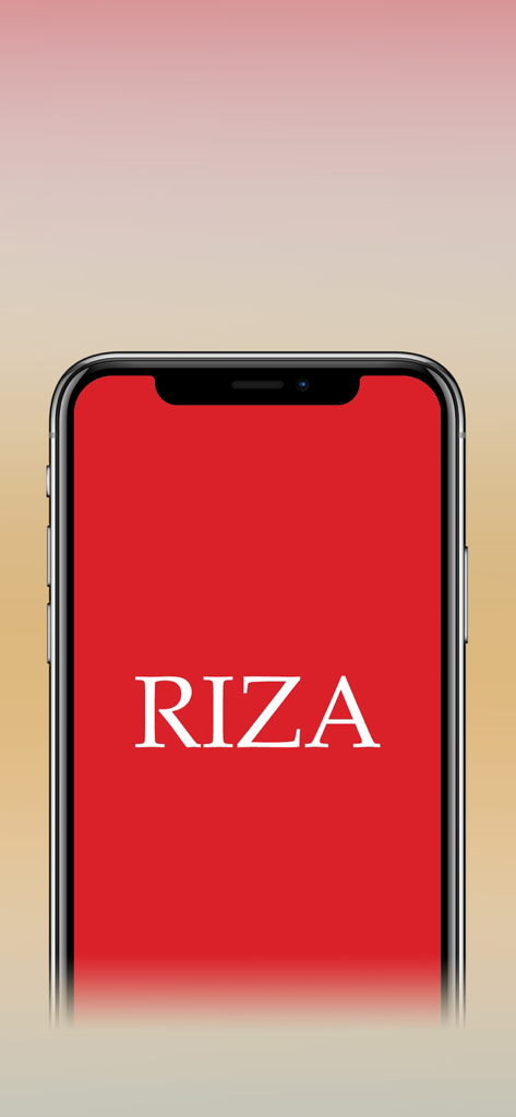 Riza - Riza wellness app splash screen on a smartphone