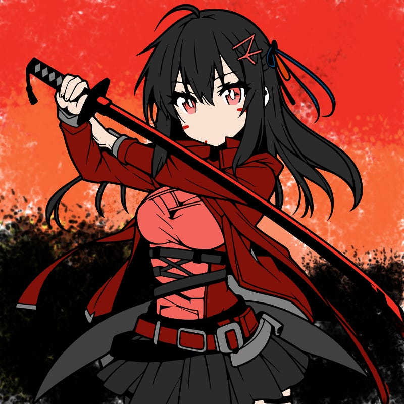 anime girl with sword in cool pose