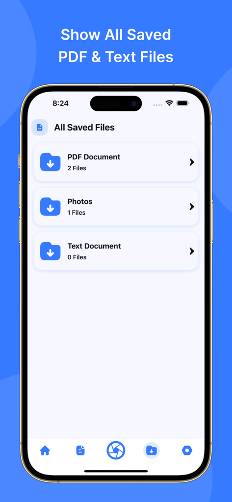 PDF Viewer: Easy PDF Viewer - A mobile interface of the PDF Viewer app showing organized folders for PDF documents, photos, and text files