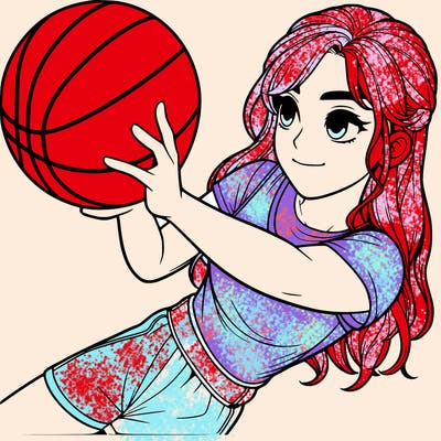 realistic girl playing basketball