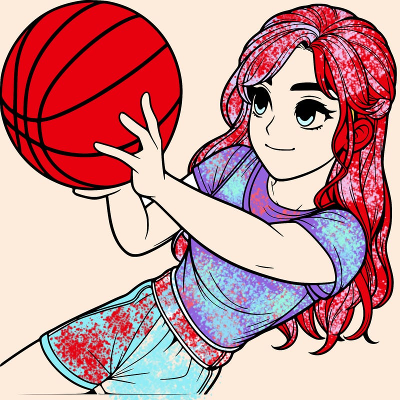 realistic girl playing basketball