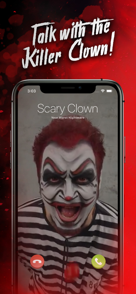 Killer Clown Calls You - Simulated incoming video call from a scary killer clown