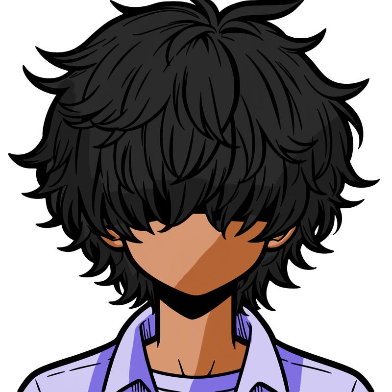 manga boy fluffy hair covering his eyes
