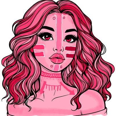 realistic girl with wavy hair and lips