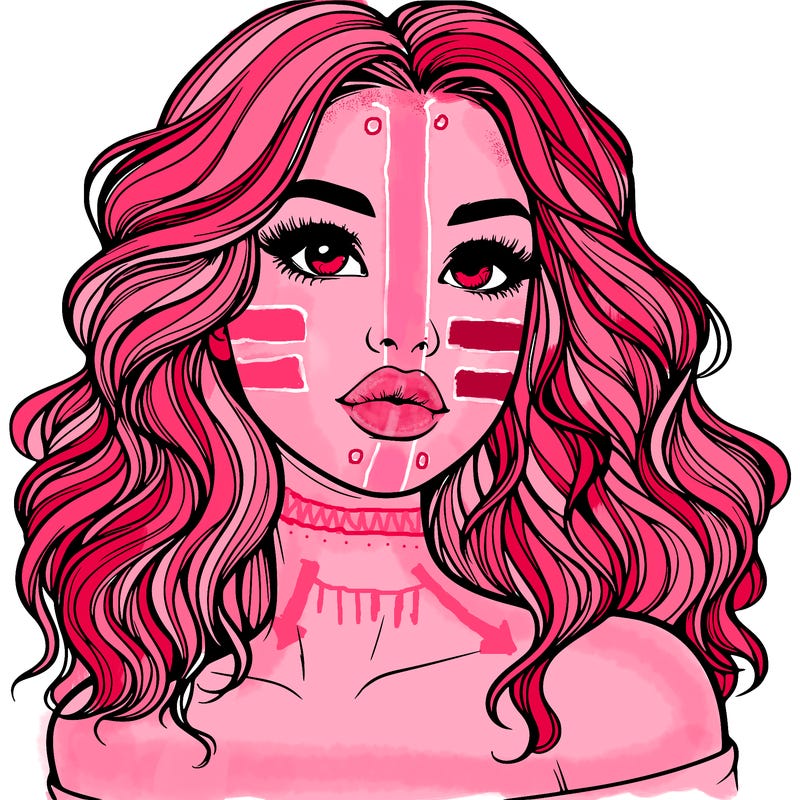 realistic girl with wavy hair and lips