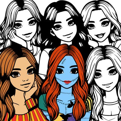 a group of girls realistic