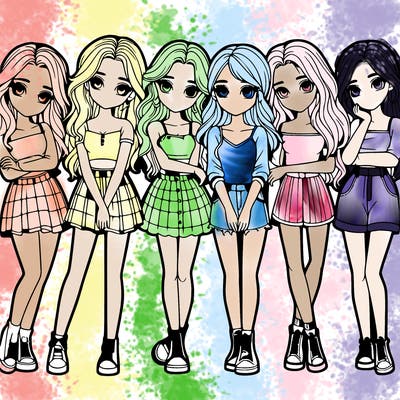 a group of girls realistic