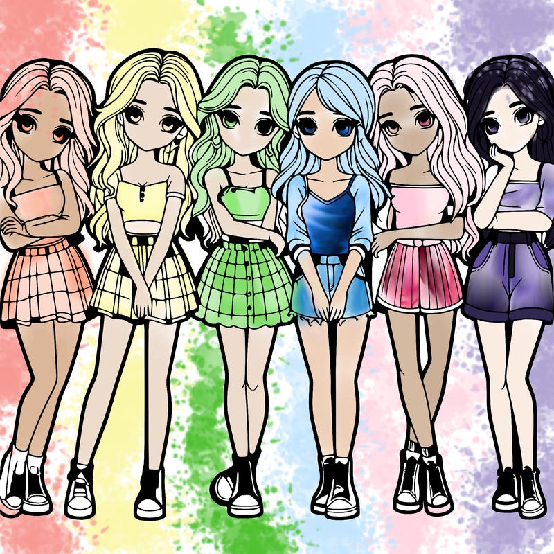 a group of girls realistic