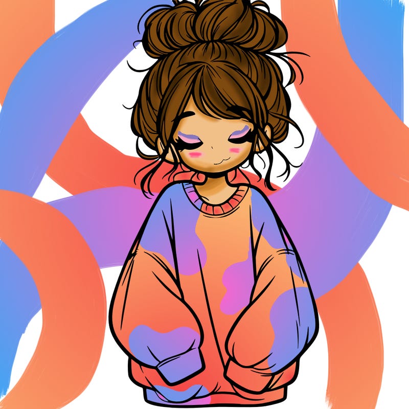 girl with baggy sweatshirt and messy bun