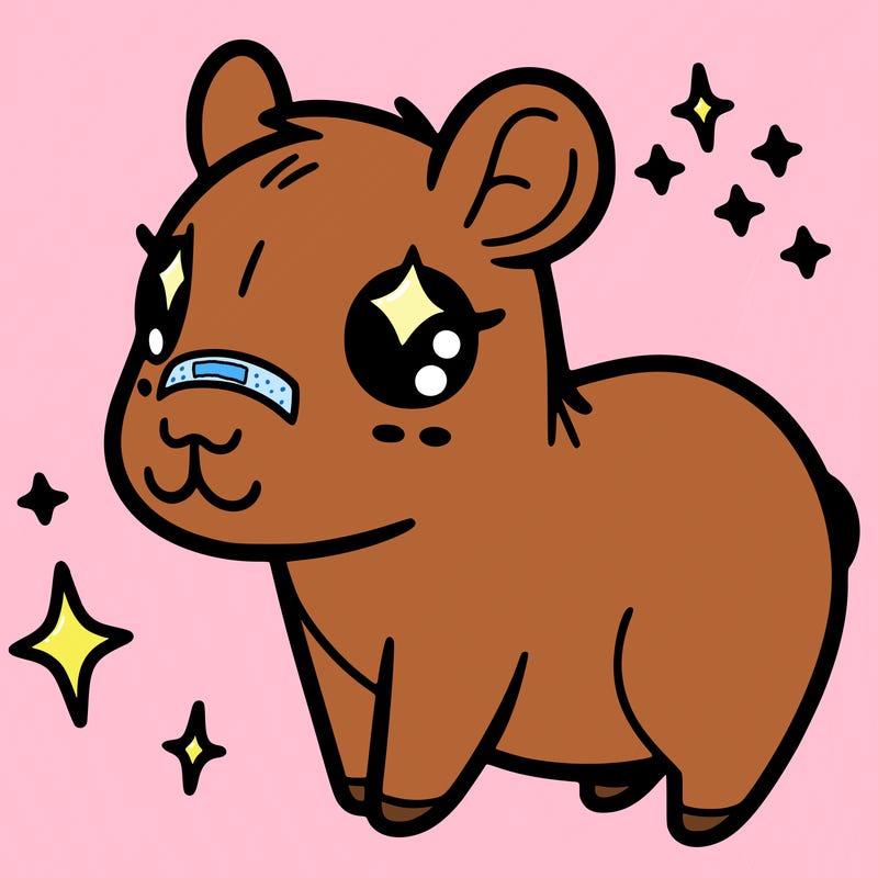 cute capibara with star eyes
