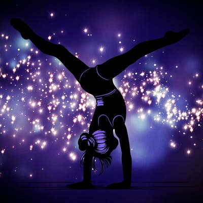 realistic gymnastic hand stand girl in four splits