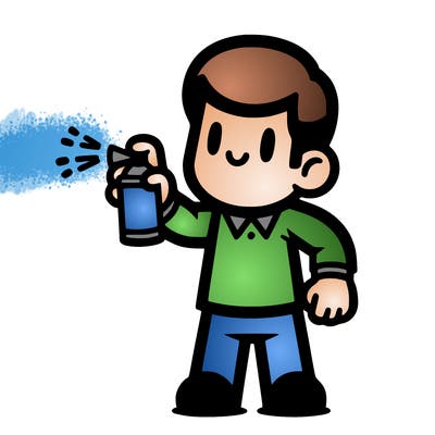 a person spray painting