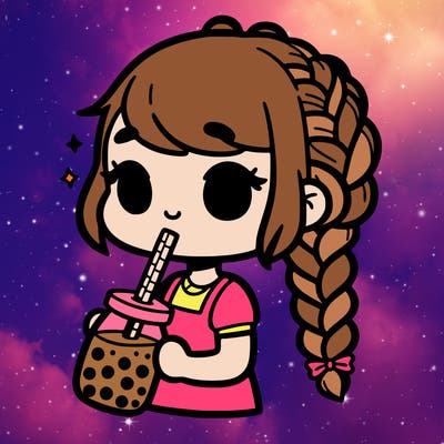 a girl with plaits and drink boba