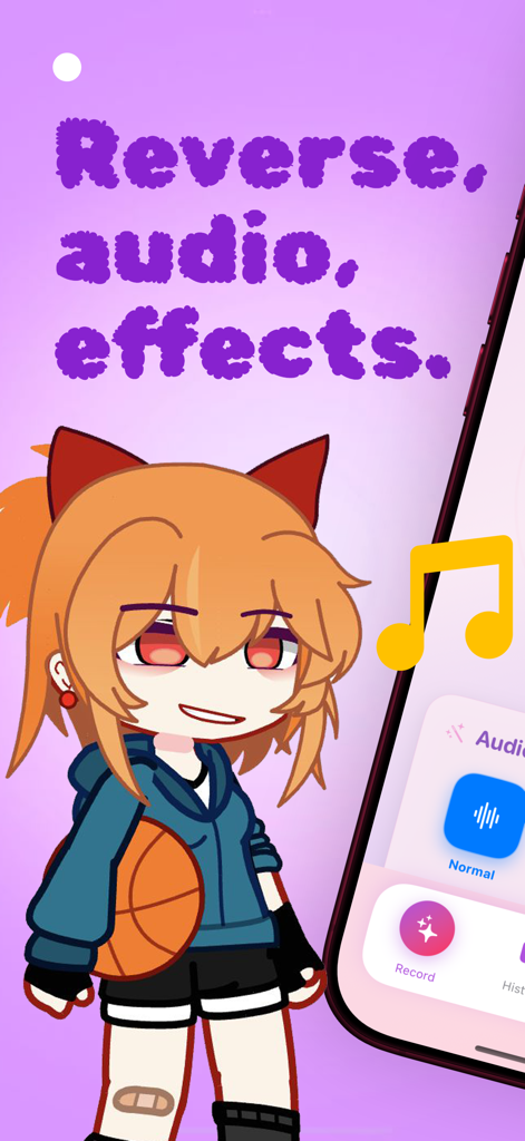 Gacha life Meme audio - Personaje de estilo Gacha con el menú de efectos de audio de una aplicación móvil