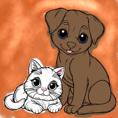 realistic cat and dog