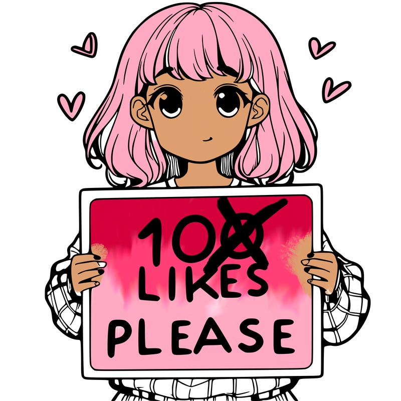a girl holding a sign saying 100 likes please