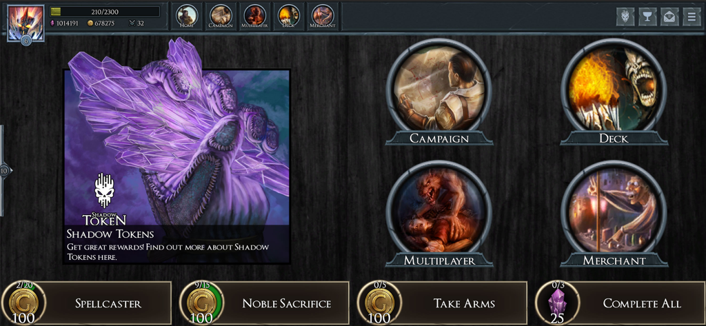 Shadow Era - Trading Card Game - Shadow Era Trading Card Game main menu screen with campaign deck and multiplayer options