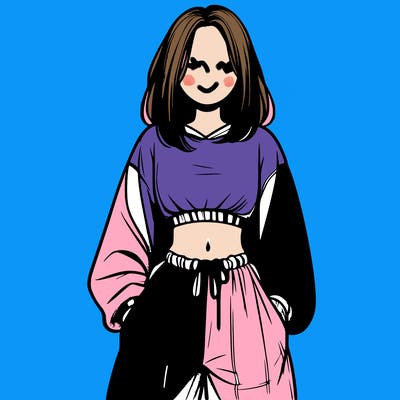 realistic girl faceless with baggy pants and a crop top