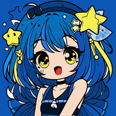 cute anime girl with star accessories