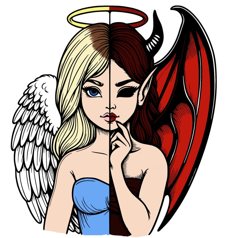 realistic angel half demon