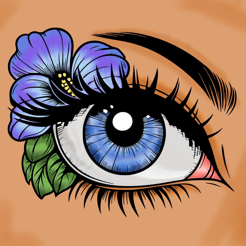realistic eye with flower