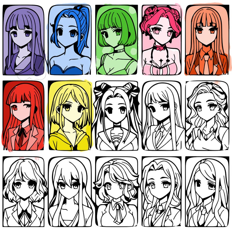 girls that look diffrent anime