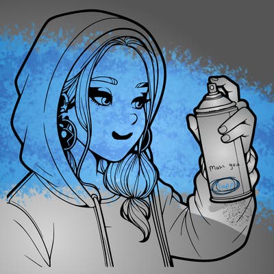 a realistic girl, spray painting