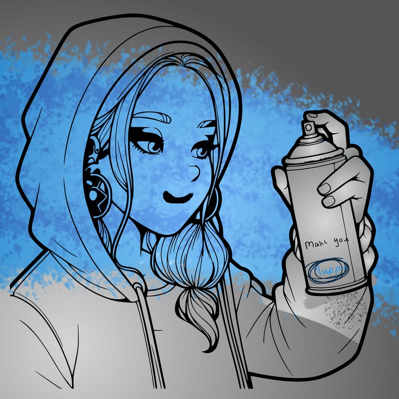 a realistic girl, spray painting