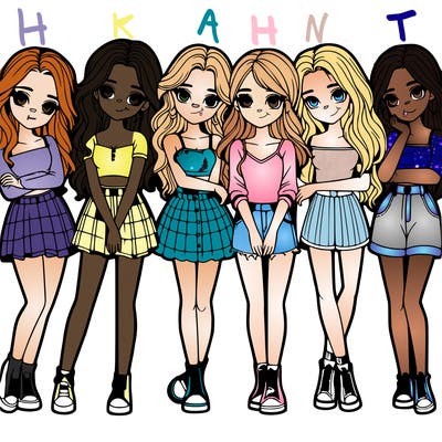 a group of girls realistic