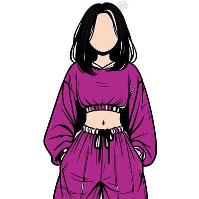 realistic girl faceless with baggy pants and a crop top
