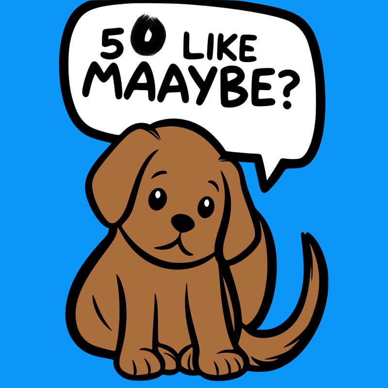 a puppy that says 5 like maybe