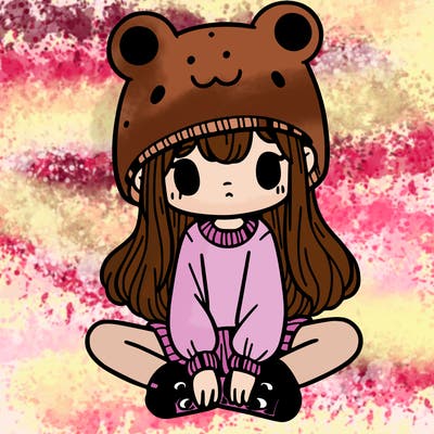 a girl wearing a frog hat and some frog socks