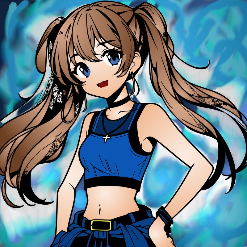 anime girl wearing crop top