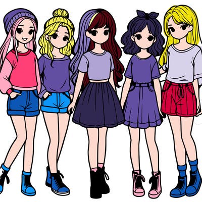 a group of five girls