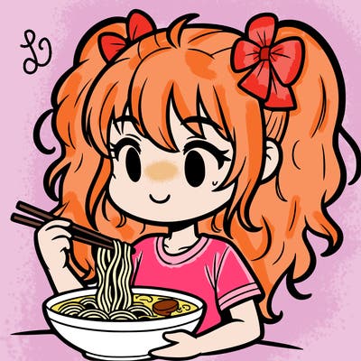 a girl eating ramen