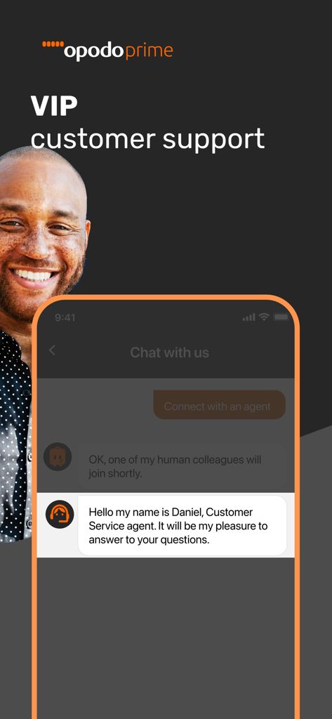 Opodo Prime VIP Kundensupport-Chat-Oberfläche auf einem Smartphone