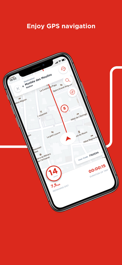 Mobi by Rogers - Écran de smartphone montrant l'application Mobi by Rogers avec une carte de navigation GPS pour le partage de vélos.